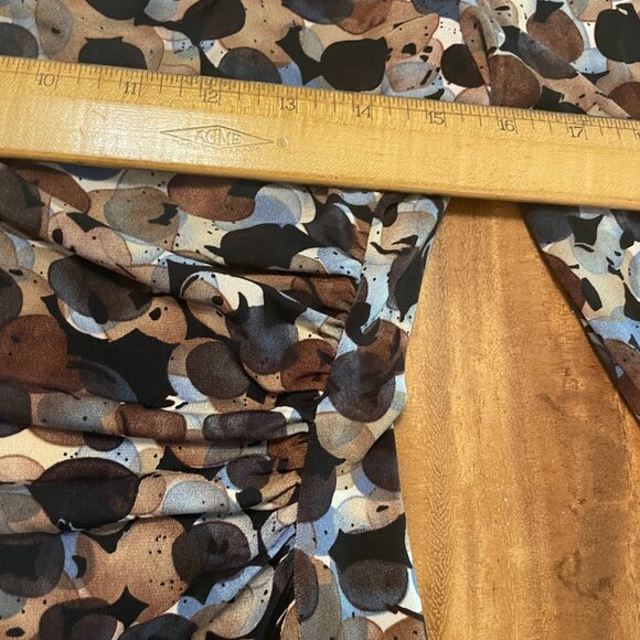 Connected Apparel Body Con V Deck Dress Half Sleeve Brown Gold Greys Size 10 - Picture 7 of 9